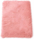Goolela Pink Fluffy Fur Rug Fuzzy Furry Faux Sheepskin Pink Carpet 2x3 for Girls Bedroom Bedside Playroom Small Decor Cute Plush Washable Rectangle