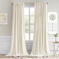 MIULEE Beige White Back Tab Blackout Curtains 120 Inch Long 2 Panels Set for Bedroom, Rod Pocket/Pinch Pleated Extra Long Thermal Insulated Living Room Darkening Light Blocking 10FT Drapes