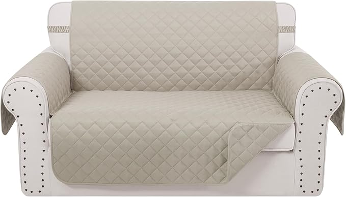 Reversible Loveseat Sofa Covers Couch Cover Furniture Protector(Loveseat Small,Beige/Beige)