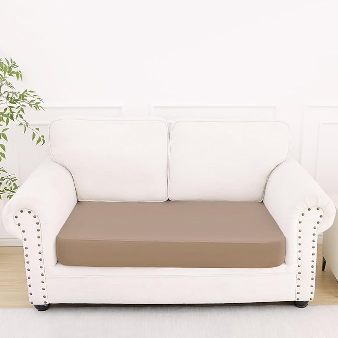 Smiry Printed Couch Cushion Covers, Stretch Soft Couch Covers for Sofa, Washable Non-Slip Sofa Slipcover Furniture Protector for Indoor and Outdoor (Medium, Mocha)