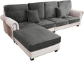 Couch Cover 4-Piece Elastic Velvet Couch Cushion Covers & Chaise Slipcovers for L-Shaped Sofas - Sofa Seat Covers Washable, Soft Protector for Couches (3 Seater + Chaise, Grey)