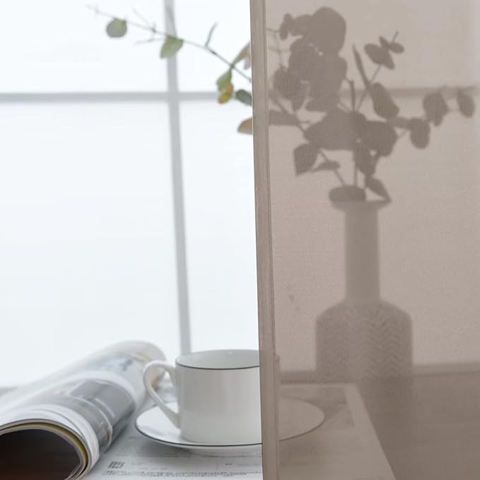 SpaceDresser Basic Rod Pocket Sheer Voile Window Curtain Panels Taupe 1 Pair 2 Panels 52 Width 63 Inch Long for Kitchen Bedroom Children Living Room Yard（Taupe, 52W x 63L）