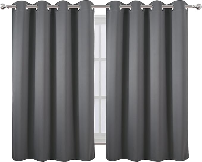 LEMOMO Frost Grey Blackout Curtains/52 x 45 Inch Length Kids Curtains/Set of 2 Panels Grommet Bedroom Curtains for Living Room