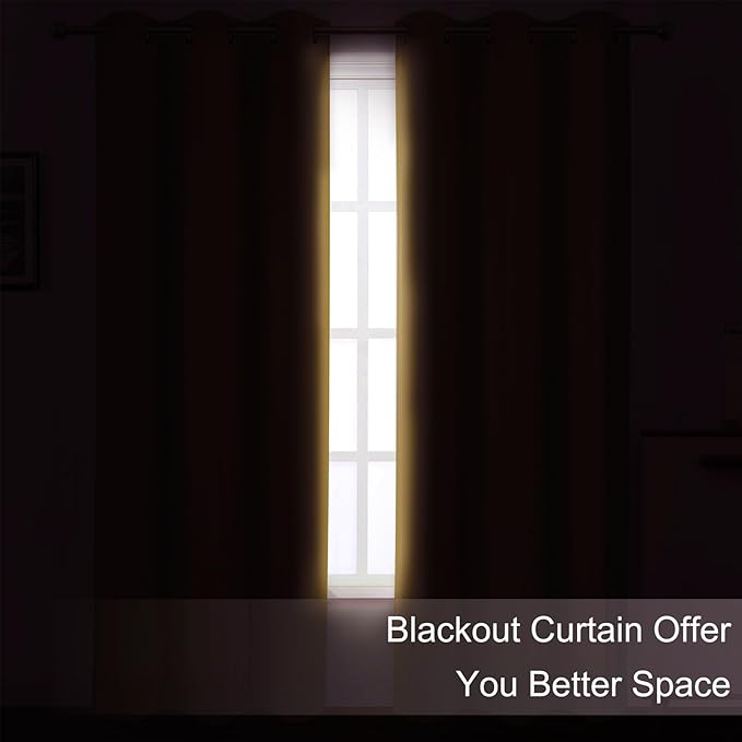 LEMOMO Blackout Curtains 66 x 84 inch/Mustard Yellow Curtains Set of 2 Panels/Thermal Insulated Room Darkening Bedroom Curtains