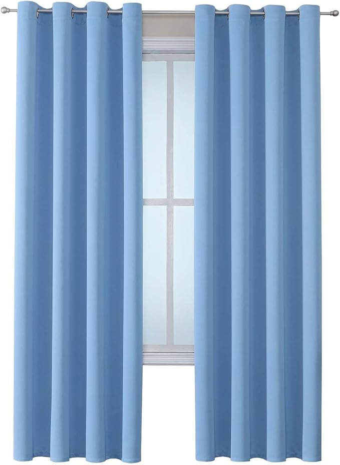 ChrisDowa Grommet Room Darkening Curtains for Bedroom and Living Room - 2 Panels Set Thermal Insulated Blackout Curtains (Sky Blue, 52W x 84L)