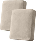 Couch Cover Stretch Velvet Sofa Cushion Cover 2-Piece - Elastic Washable Slipcover for Seat or Backrest, Couch Seat Covers for Sofas (Taupe)
