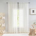 YJ YANJUN Vintage Lace Curtains 80 Inch Length Victorian Floral Cream Sheer Curtain Panels for Living Room 2 Panels Privacy Room Divider for Room Separation Country Farmhouse Decor Off White/Ivory