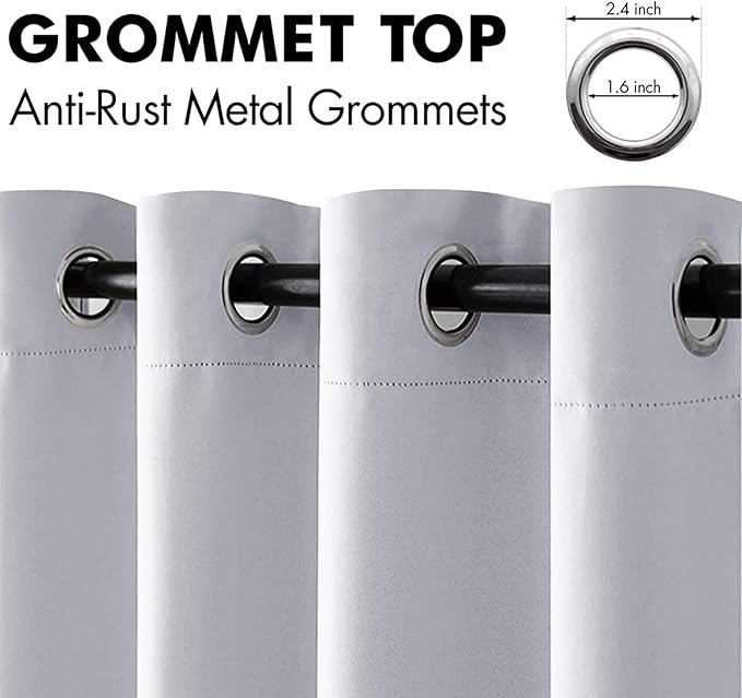 MIULEE Blackout Door Curtain Set of 2, 34 x 80 Inch Greyish White Thermal Insulated Room Divider Drapes with Grommet Top for Privacy Cover, Living Room, Bedroom, Closet & Temporary Doorway