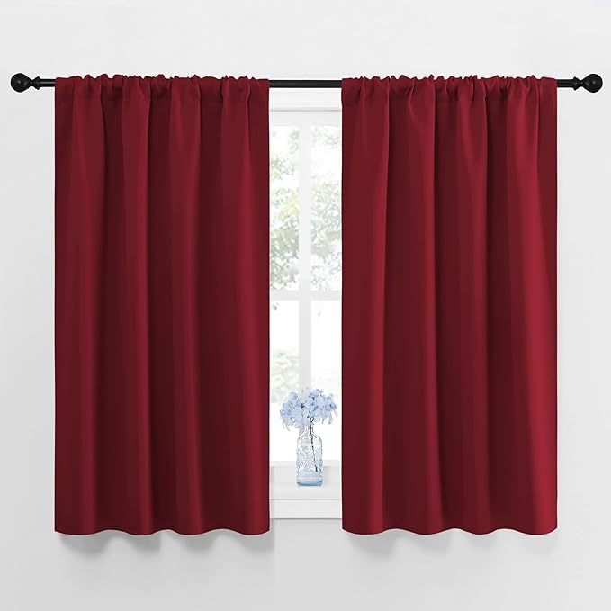 NICETOWN Burgundy Curtains Blackout Drape Panels - Lights Block Out Window Treatment Curtain Sets for Home Decoration on Christmas & Thanksgiving Day (Set of 2 Panels, 42 by 48-Inch)