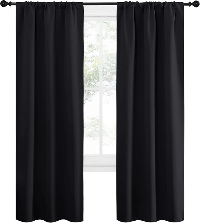 NICETOWN Halloween Black Out Curtain Panels for Kitchen - Energy Smart Decoration Thermal Insulating Blackout Drapes/Draperies for Small Window (2 Panels, 34 inches Wide by 72 inches Long)