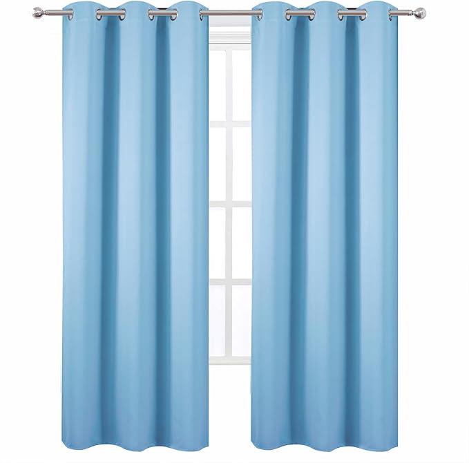 LEMOMO Sky Blue Thermal Blackout Curtains/42 x 84 Inch/Set of 2 Panels Room Darkening Curtains for Bedroom