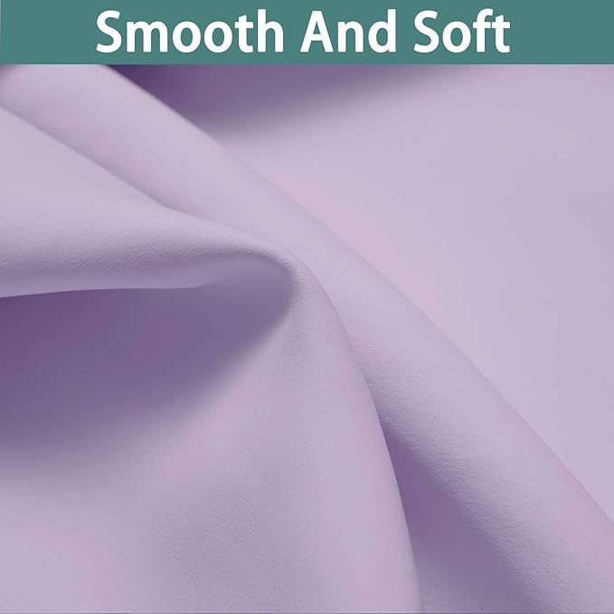 Yakamok 2 Thick Layers 100% Completely Blackout Window Curtains,Thermal Insulated Noise Reducing Drapes for Girl's Bedroom(62Wx96L, Lilac, 2 Panels)