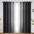 SimpleHome Ombre Room Darkening Curtains for Bedroom, Gradient Black to Grey White Light Blocking Thermal Insulated Grommet Window Curtain/Drapes for Living Room,2 Panels, 70x84 inches Length