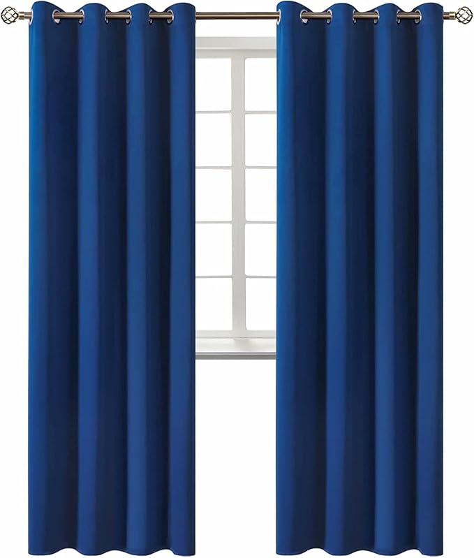 BGment Blackout Curtains for Bedroom - Grommet Thermal Insulated Room Darkening Curtains for Living Room, 52 x 84 Inch, 2 Panels, Royal Blue