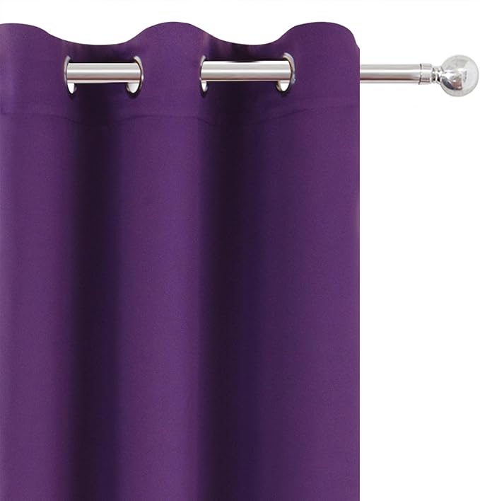 LEMOMO Blackout Curtains 66 x 54 Inch Long Purple Curtains Set of 2 Panels Room Darkening Curtains for Bedroom and Living Room