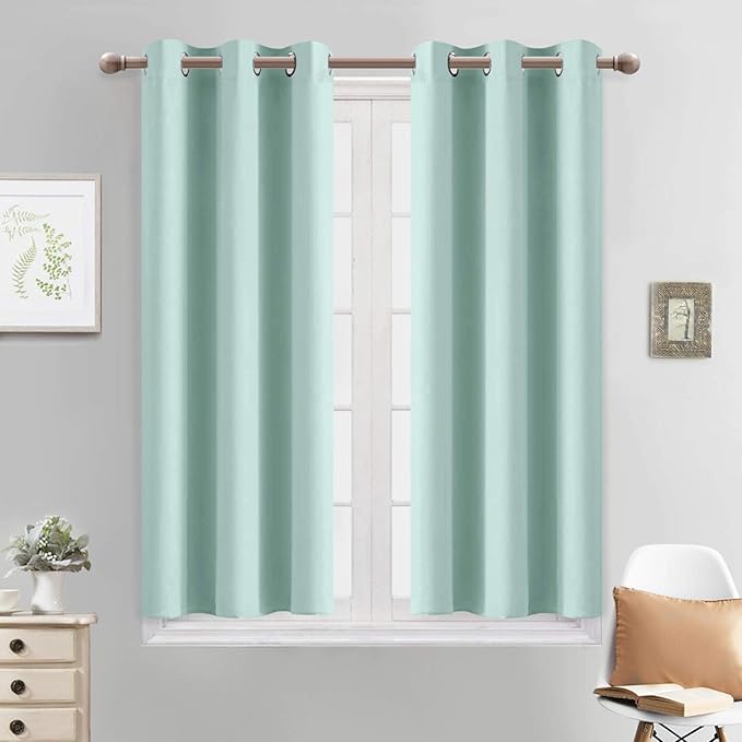 Yakamok Blackout Curtains for Bedroom，Thermal Insulated Room Darkening Drapes for Living Room, Set of 2 Panels (Aqua,38 x 45Inch)