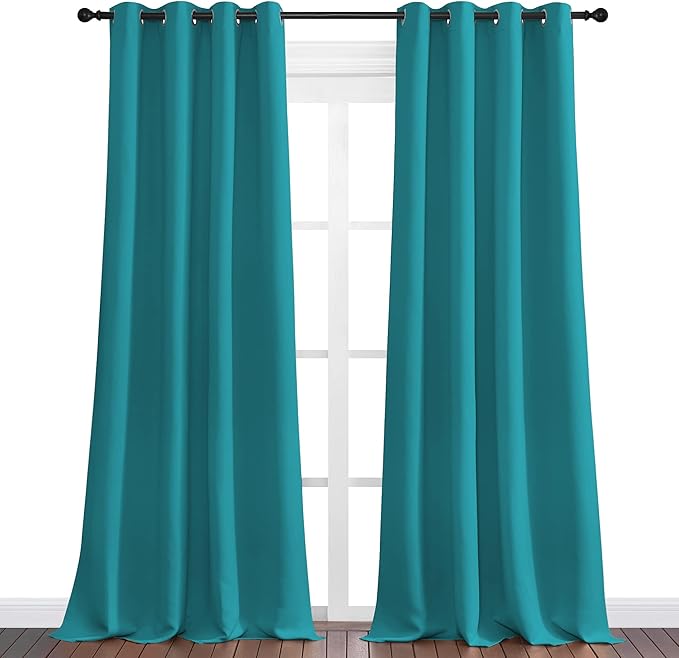 NICETOWN Room Darkening Curtains 90 inch Length 2 Panels, Thermal Insulated Grommet Blackout Curtains for Modern Casual Elegant Bedroom Kids Room Theme Decoration (Peacock Teal, 2 Pieces, W55)