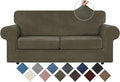 WEERRW Velvet Couch Covers for 2 Cushion Couch Sofa - High Stretch Luxury Velvet Plush 3 Pieces Sofa Slipcovers with Elastic Bottom, Furniture Protector for Pets, Machine Washable, Light Brown, Medium