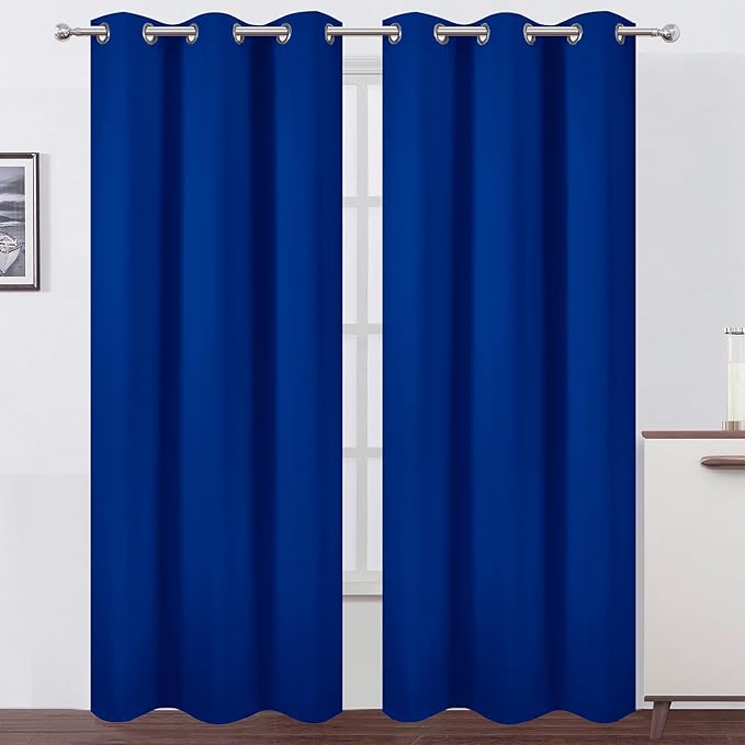LEMOMO Royal Blue Thermal Blackout Curtains/42 x 84 Inch/Set of 2 Panels Room Darkening Curtains for Bedroom
