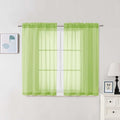 Chyhomenyc Sheer Curtains 54 Inch Long 2 Panels Set, Light Filtering Short Soft Airy Short Cafe Curtains, Modern Rod Pocket for Dinning Living Room Bedroom, Each 42Wx54L in, 2PCS, Lime