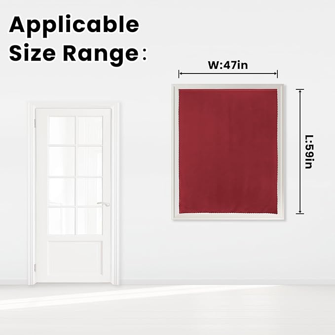 Self Adhesive Curtains, Stick Curtain Blackout Shades Window Cover Curtains for Living Room No Drilling, 47" W X 59" L, Burgundy, 1 Panel