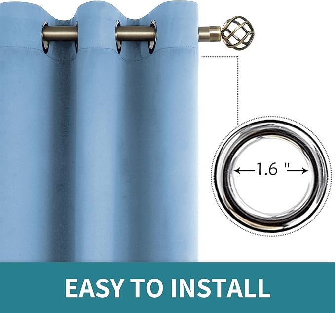 BGment Room Darkening Curtains 45 Inches Long - Grommet Thermal Insulated Drapes Window Treatment Curtains for Bedroom, 2 Panels, 38 x 45 Inch, Sky Blue
