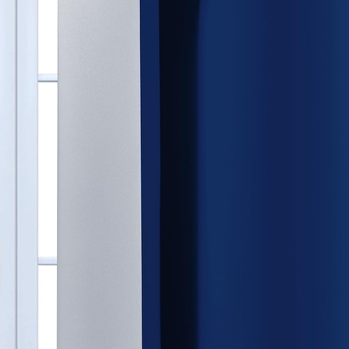 Yakamok Greyish White and Royal Blue Ombre Curtains,Light Blocking Curtains,Room Darkening Grommet Window Drapes for Bedroom(Royal Blue,52x84 Inch,2 Panels)