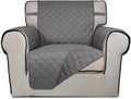 PureFit Reversible Quilted Sofa Cover, Water Resistant Slipcover Furniture Protector, Washable Couch Cover with Non Slip and Elastic Straps for Kids, Dogs, Pets (Chair, Gray/Gray)