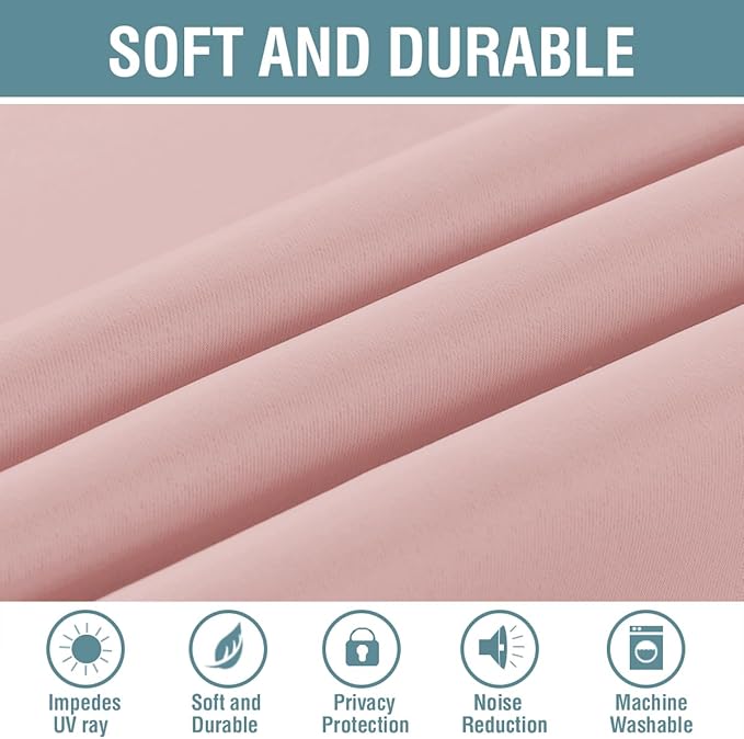 H.VERSAILTEX Blackout Curtain for Living Room Thermal Insulated Window Treatment Curtain Extra Long 63 inch Length Energy Saving Solid Grommet Top, One Panel, Baby Pink, 52" W x 63" L