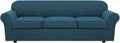 H.VERSAILTEX 4 Piece Stretch Sofa Covers for 3 Cushion Couch Covers for Living Room Furniture Slipcovers (Base Cover Plus 3 Seat Cushion Covers) Thicker Jacquard Fabric (Large Sofa, Deep Teal)