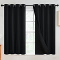 SimpleHome 100% Blackout Curtains for Bedroom,Thermal Insulated Black Grommet Window Drapes Room Darkening Curtains for Living Room with Black Back,52 x 54 Inch,2 Panels