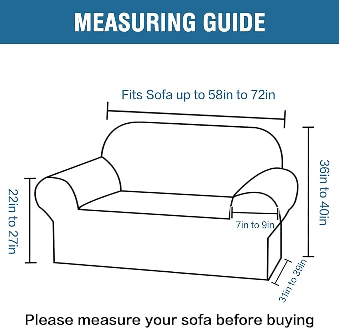 H.VERSAILTEX Stretch Velvet Loveseat Covers for 2 Cushion Couch Covers for Living Room Sofa Covers Slipcovers with Non Slip Straps Bottom, Ultra Thick Comfy Velour (Width 58"-72", Ivory)