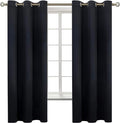 BGment Black Blackout Curtains for Bedroom 63 Inches Long, Black Out Room Darkening Light Blocking Thermal Insulated Grommet Window Drapes for Summer Heat, Each Panel 42 Inch Wide