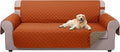 U-NICE HOME 4 Seater Sofa Cover 91 Inch Large Couch Covers for 4 Cushion Couch with Elastic Straps Water Resistant Furniture Protector Cover for Pets Cat (Sofa XX-Large, Orange/Taupe)