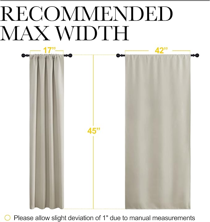 NICETOWN Blackout Curtains for Living Curtains, Room Darkening Window Curtain Panels, Easy-Care Solid Thermal Insulated Draperies/Drapes for Daughter Room (Natural, 2 Panels, 42 by 45)
