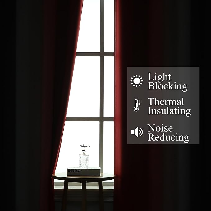 Estelar Textiler Red and Black Ombre Blackout Curtains 102 Inches Long 2 Panels Set, Thermal Insulated Drapes for Bedroom,Full Light Blocking Grommet Gradient Curtains for Living Room, 52Wx102L
