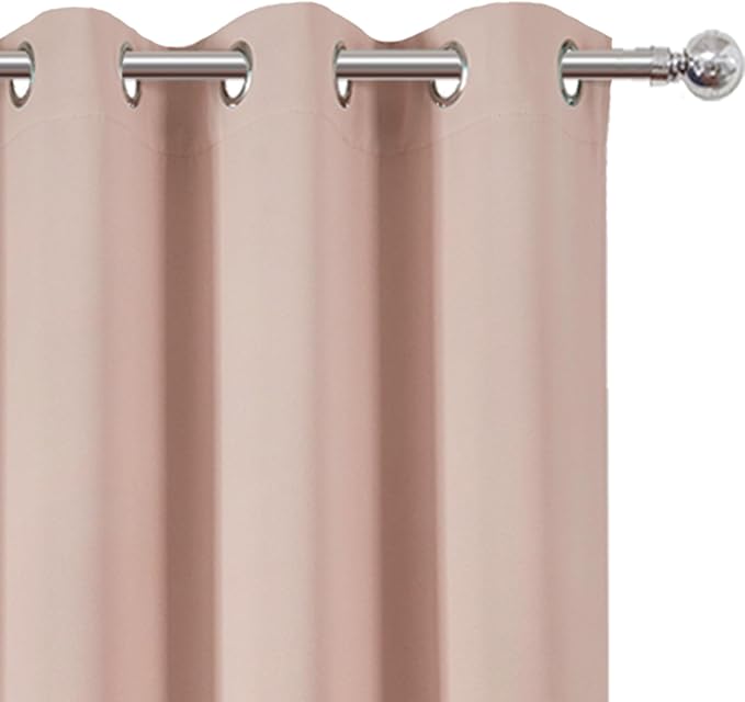 LEMOMO Blush Thermal Blackout Curtains/42 x 95 Inch/Set of 2 Panels Room Darkening Curtains for Bedroom