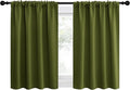 NICETOWN 2 Panels Blackout Curtains, Rod Pocket Thermal Insulated Drapes for Kitchen, Heavy Duty Small Window Treatment for Dorm Room, Studio Apartment, Basement (Olive Green, W42 x L30)