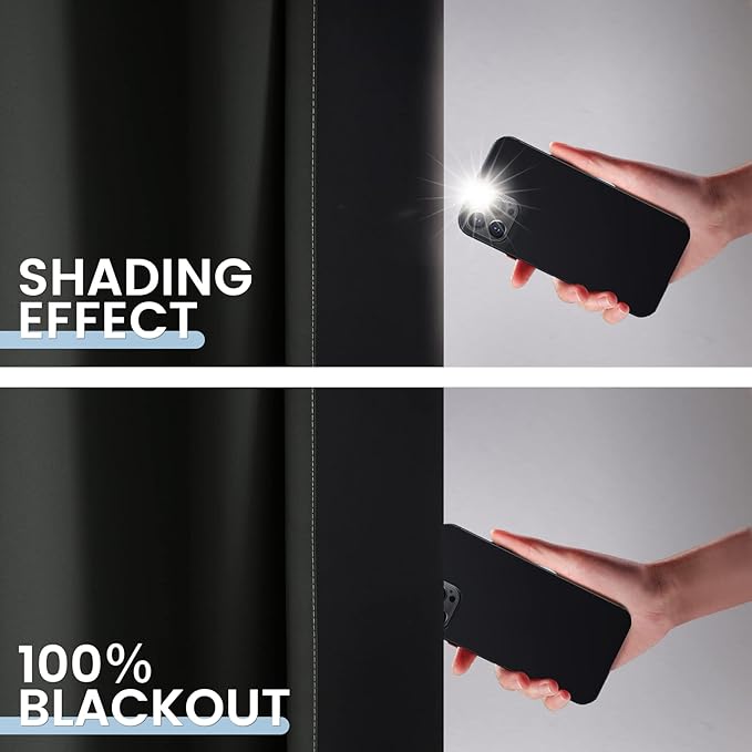 SimpleHome Black and Greyish White Blackout Curtains for Bedroom 90 Inches Long, Room Darkening Grommet Curtains for Living Room,Thermal Insulated Ombre Drapes,2 Panels, 52x90 inches Length