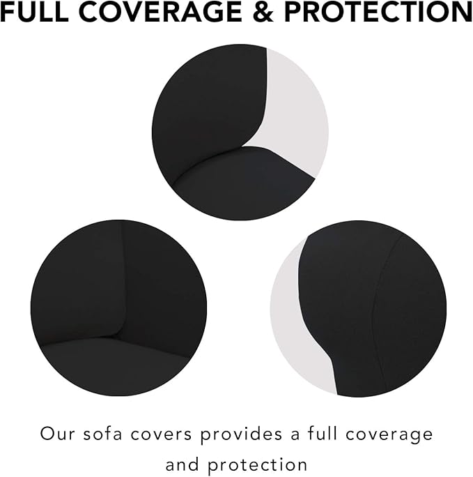 PureFit Super Stretch Oversized Sofa Slipcover – Spandex Non Slip Soft Couch Sofa Cover, Washable Furniture Protector with Non Skid Foam and Elastic Bottom for Kids, Pets （Oversized Sofa, Black）