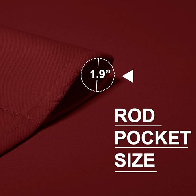 RYB HOME Short Blackout Curtains for Bedroom, Room Darkening Insulated Summer Heat Light UV Blocking Energy Saving Drapes for Nursery, Width 34 by Length 48, Burgundy Red, Set of 2