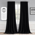 MIULEE 2 Panels Back Tab Blackout Curtains 96 Inch Long for Living Room Bedroom, Halloween Black Rod Pocket/Pinch Pleated Thermal Insulated Room Darkening Light Blocking Floor to Ceiling Curtain/Drape