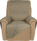 PureFit Reversible Quilted Sofa Cover, Water Resistant Slipcover Furniture Protector, Washable Couch Cover with Non Slip and Elastic Straps for Kids, Dogs, Pets (Small Recliner, Beige/Beige)