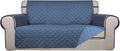 PureFit Reversible Quilted Sofa Cover, Water Resistant Slipcover Furniture Protector, Washable Couch Cover with Non Slip and Elastic Straps for Kids, Dogs (Oversized Loveseat, Dark Blue/Light Blue)