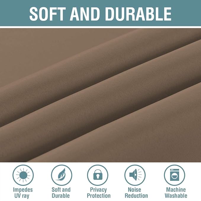 H.VERSAILTEX Blackout Curtain for Living Room Thermal Insulated Window Treatment Curtain Extra Long 96 inch Length Energy Saving Solid Grommet Top Blackout Drape, One Panel, Macchiato, 52" W x 96" L