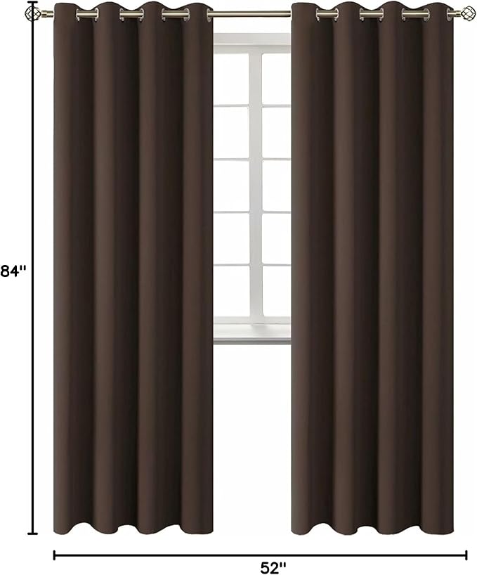 BGment Blackout Curtains for Living Room - Grommet Thermal Insulated Room Darkening Curtains for Bedroom, Set of 2 Panels (52 x 84 Inch, Brown)