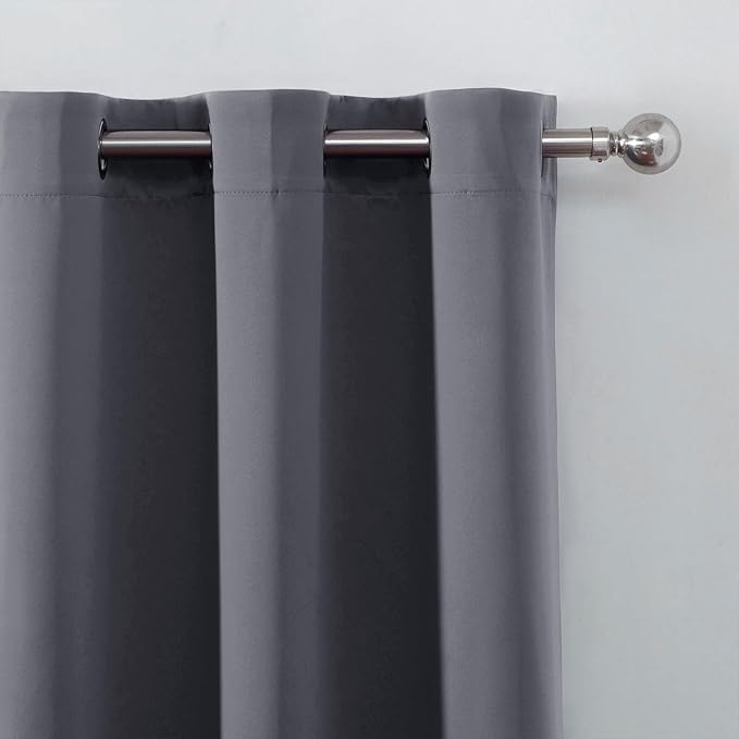 LEMOMO Grey Blackout Curtains 42 x 72 Inch Length/Set of 2 Curtain Panels/Thermal Insulated Room Darkening Blackout Curtains for Bedroom