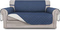 Easy-Going Reversible Loveseat Couch Cover for 2 Cushion Couch Sofa Cover for Dogs Water Resistant Furniture Protector with Foam Sticks Elastic Straps for Pet (Loveseat, Dark Blue/Ivory)