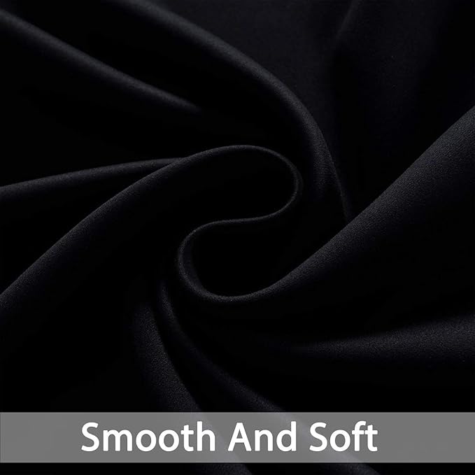 Yakamok Blackout Curtains Room Darkening Thermal Insulated Grommet top Window Curtains for Living Room, 52 x 108 Inch, Black, Set of 2