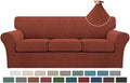 Turquoize 4 Piece Sofa Covers for 3 Cushion Couch Sofa Slipcover Soft Couch Cover for Dogs-Washable Sofa Furniture Covers with 3 Individual Cushion Covers (3 Cushion Sofa, Rust)